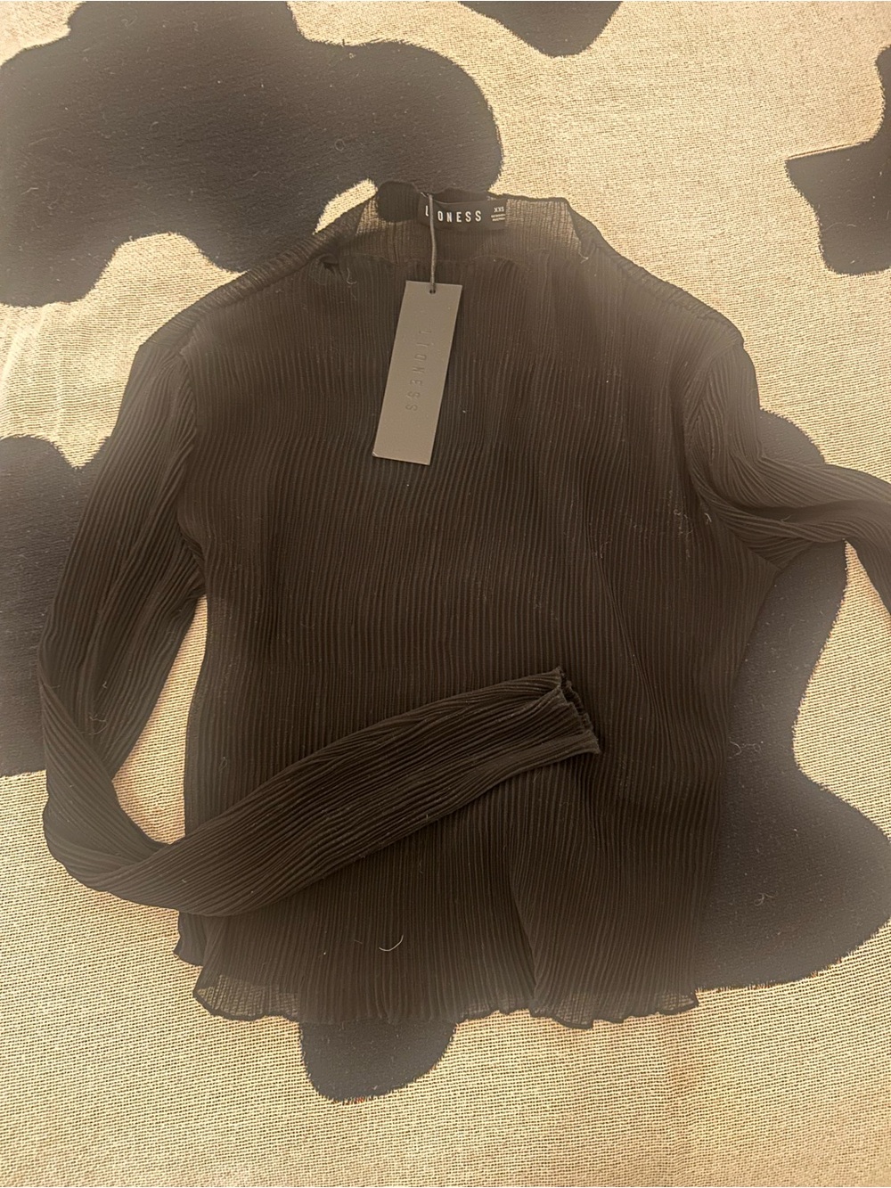 Lioness Black Pleated Long Sleeve Top